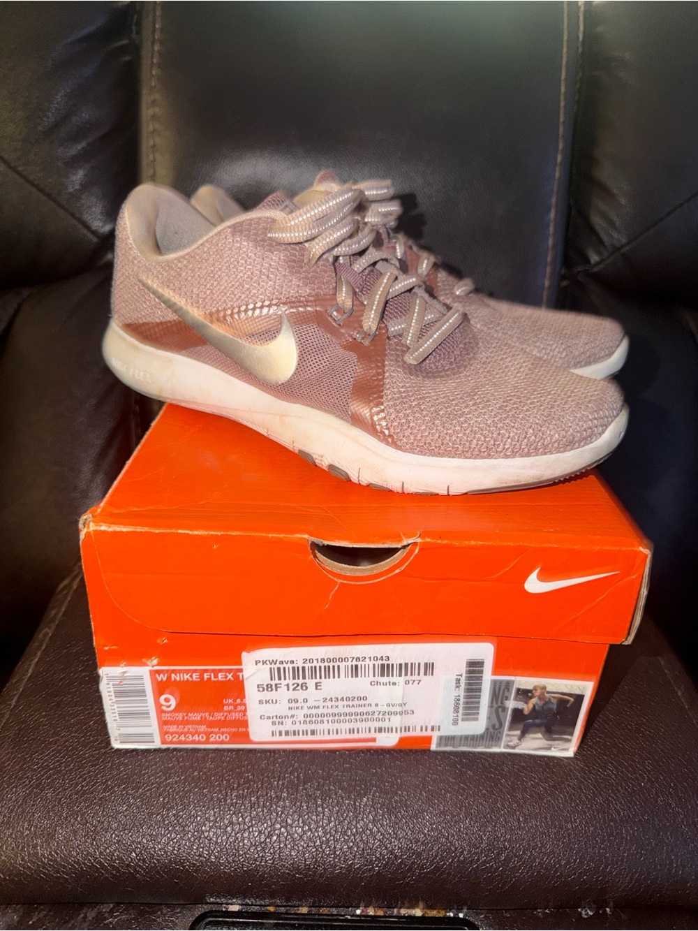 Nike Mauve Pink Knit Women's Trainers with Metallic Swoosh